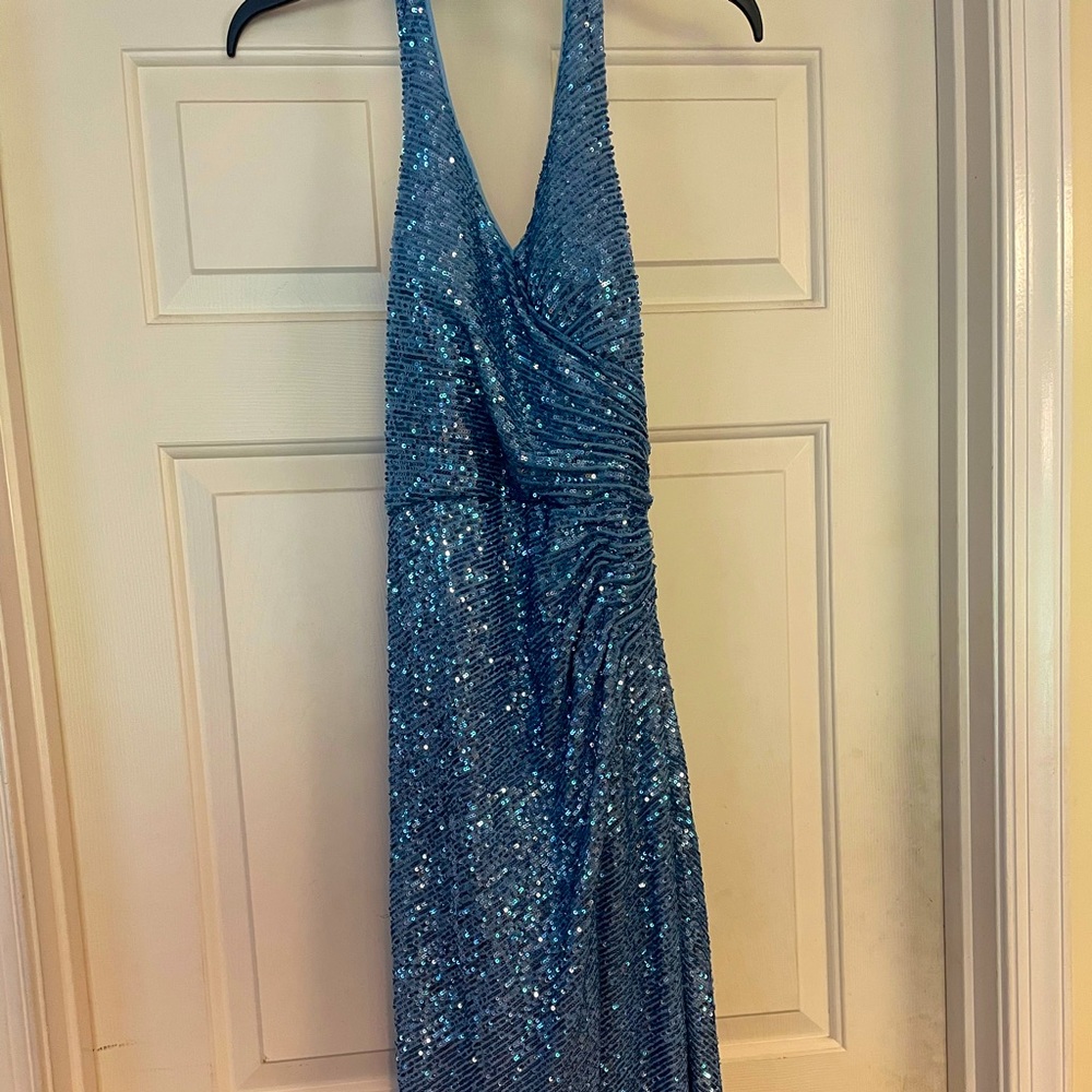 Blue sequin gown (prom, formal, etc)